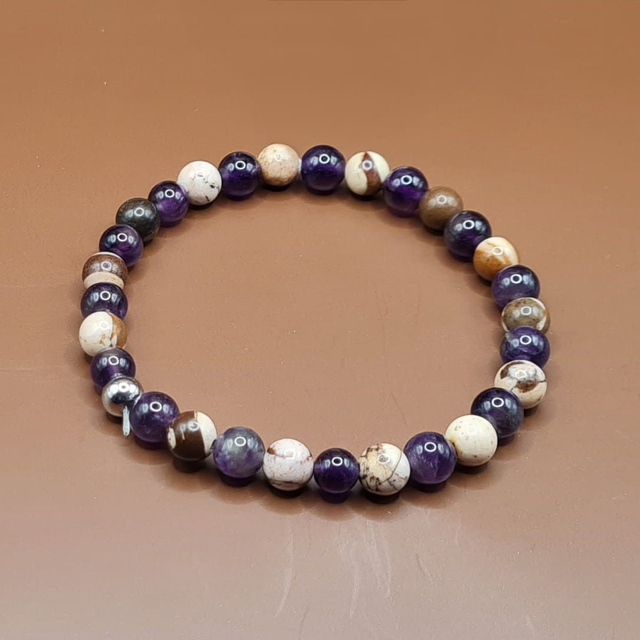 Bracelet Améthyste – jaspe brun