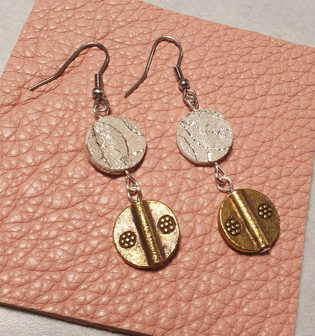 Boucles D´oreilles Pendante Laiton Et Cuir