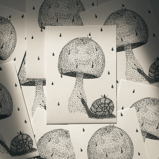 Champignon &amp; Escargot - Illustration A6