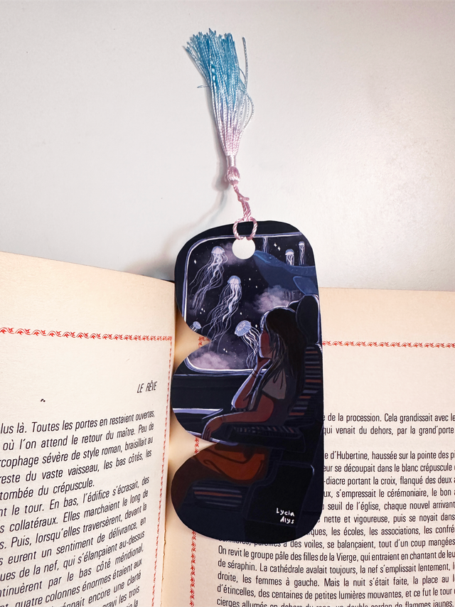 Marque page à pompom - train