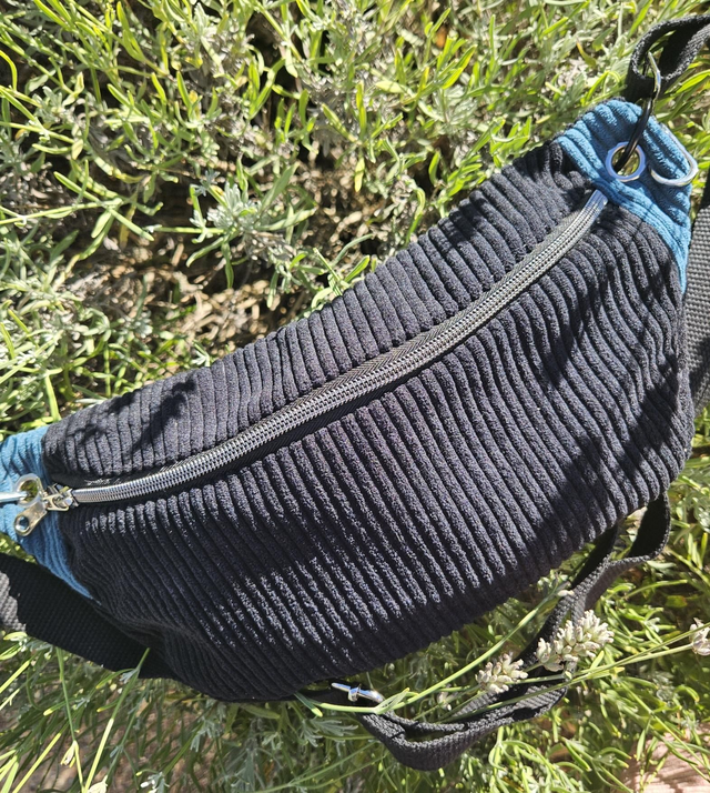 Banane nomade Velours noir et bleu canard