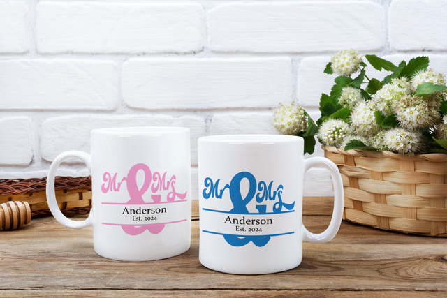 Personalised Wedding Mugs - Mr &amp; Mrs