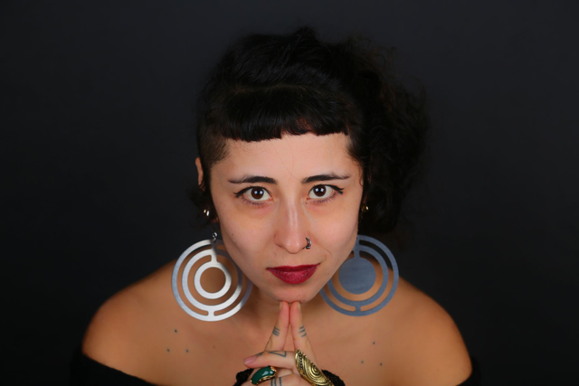 Boucles d&#039;oreilles &quot;halo&quot; - aluminium brossé - Collection Arasy