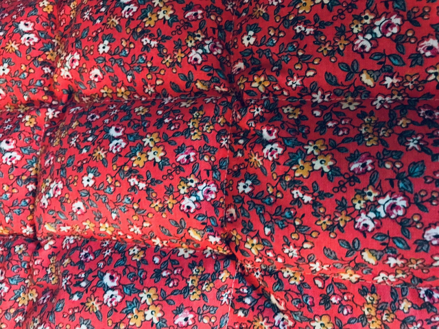 Bouillotte en graines de lin bio - cervicales en U - Tissu liberty rouge