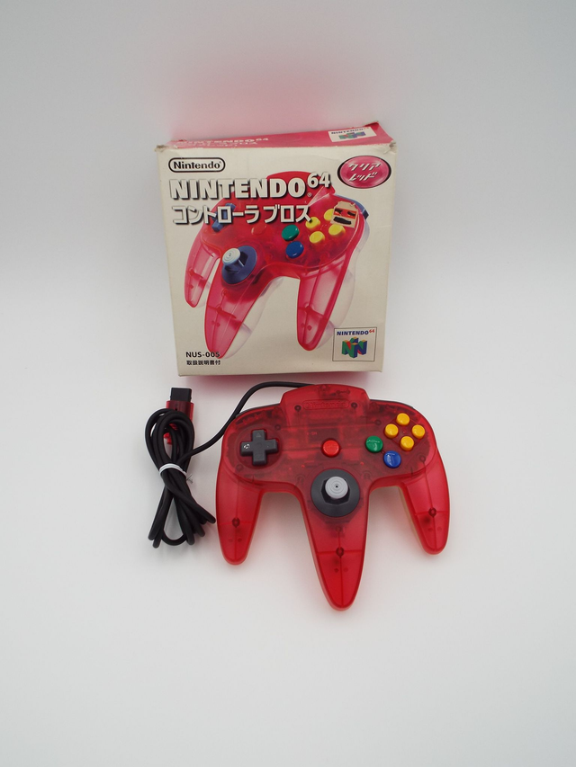Nintendo 64 N64 Transparent Red Controller In Box Official