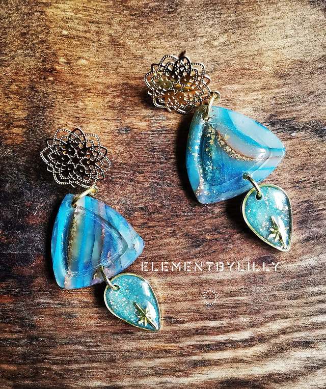 Boucles d'oreilles "océan d'or"