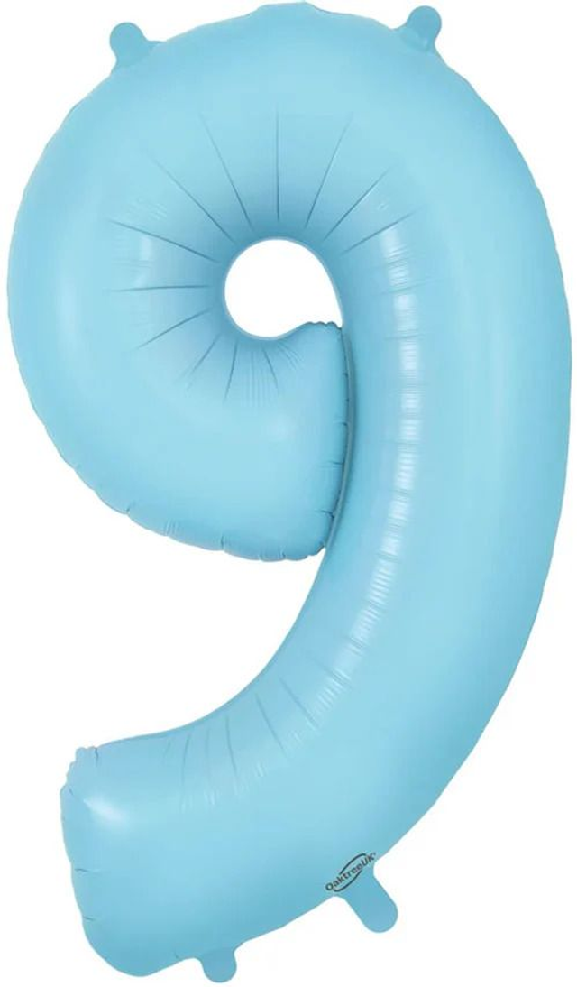 9FT BANNER HAPPY 9TH BIRTHDAY BLUE HOLOGRAPHIC