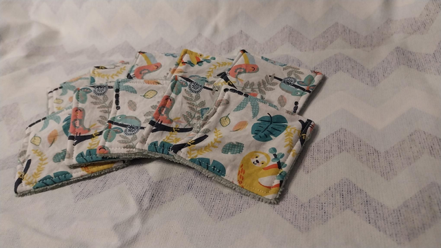 Cotons démaquillants jungle lavables en éponge bambou