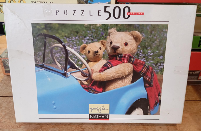 Puzzle Nathan 500 pièces voiture à pédales et Teddy 