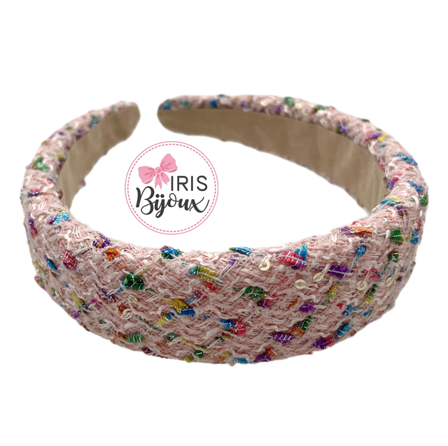 Cerchietto rosa treccia multicolor 
