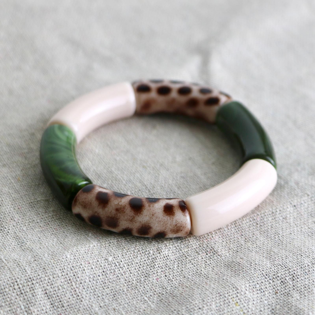 Bracelet tubes Maxi léopard vert