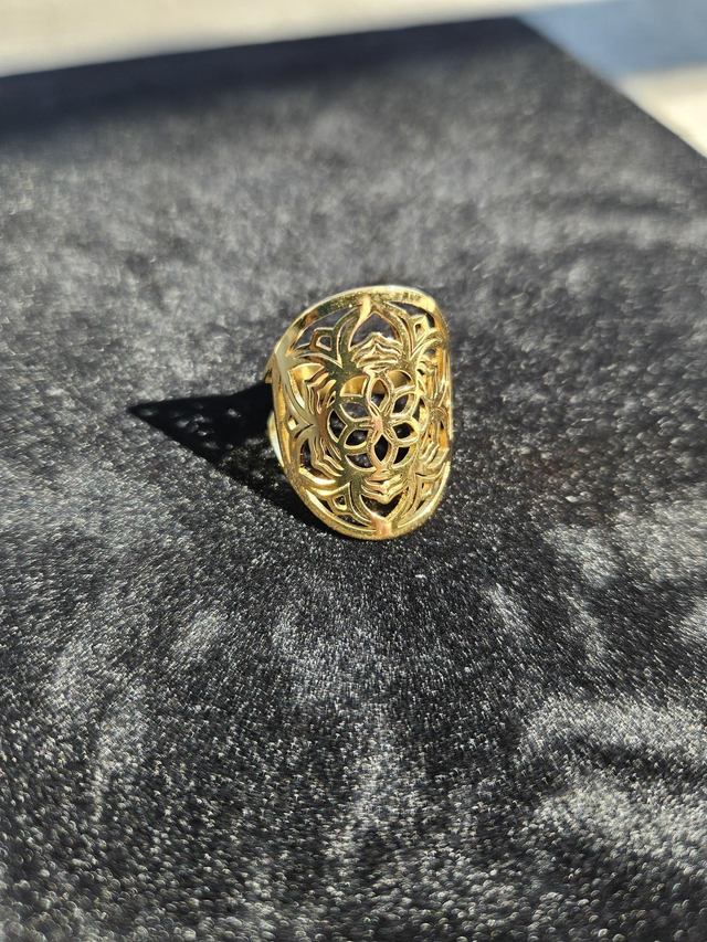 11 - Bague acier inoxydable dorée ajustable 