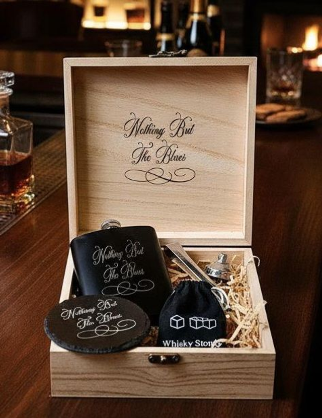"Nothing But the Blues" Flask Set