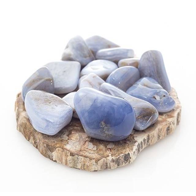 pierre roulée calcedoine bleue