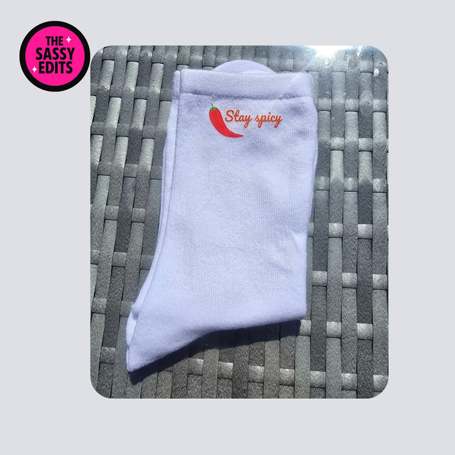 Stay Spicy- Red Chili Crew Socks (UK4-6)