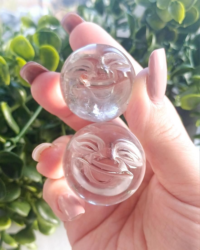 Clear Quartz Smiling Moon Sphere