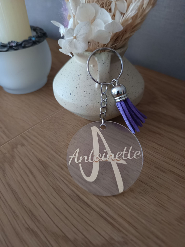 Porte‑clé cadeau personnalisé – Initiale &amp; Prénom