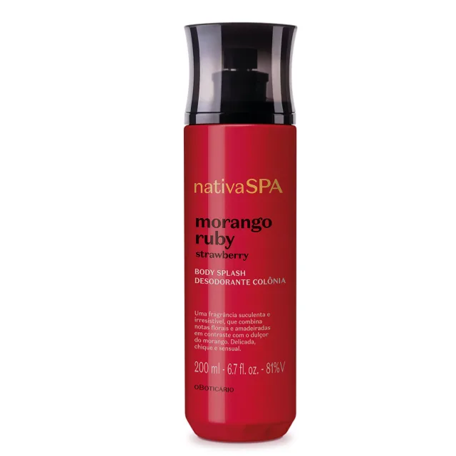 Body Splash Desodorante Colônia Nativa SPA Morango Ruby 200ml