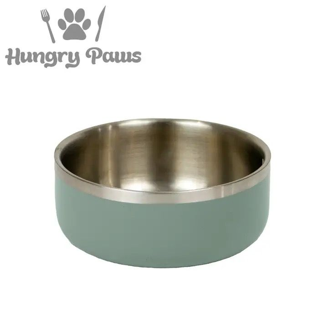 Hungry Paws Double Wall Insulated Dog Bowl - Green  