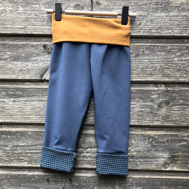 Pantalon évolutif french terry «Bleu de Chine et Bulles bleues»