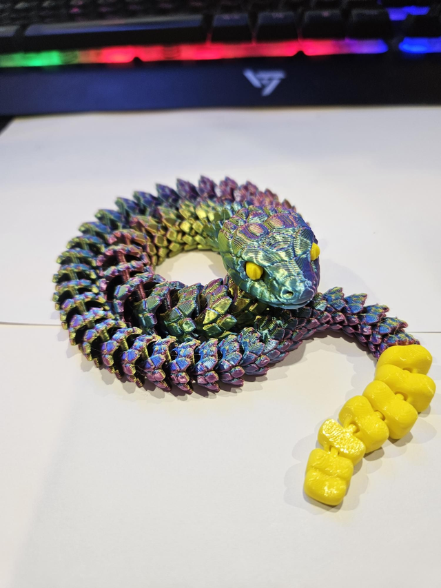 GS3Ds 3D Printed Articulated Snake - Unique and Fascinating Decor Piece. Autism and ADHD.