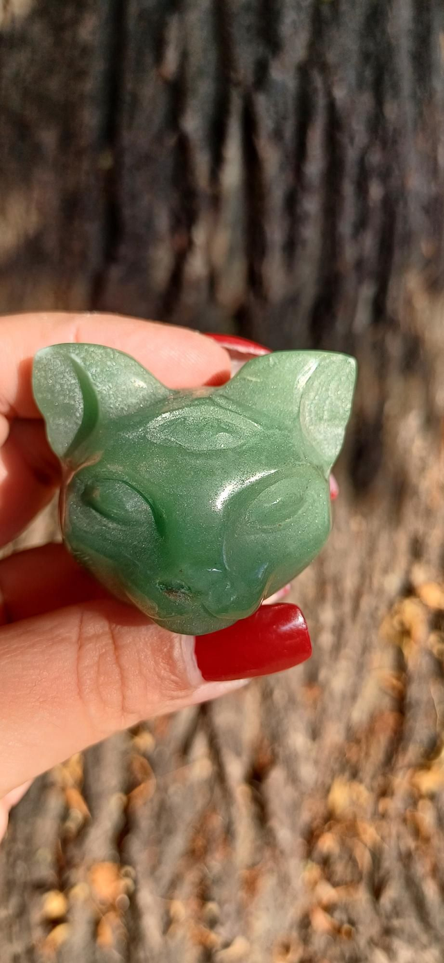 Green Aventurine Third Eye Cat Head