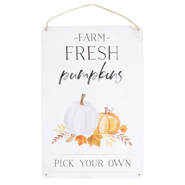 Fresh Pumpkins Metal Sign  
