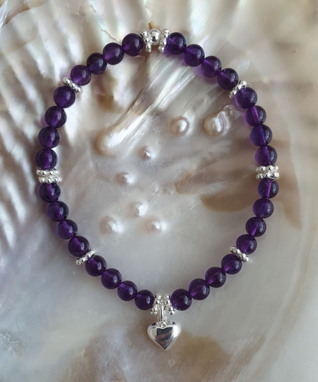 Armband Amethyst mit Herz