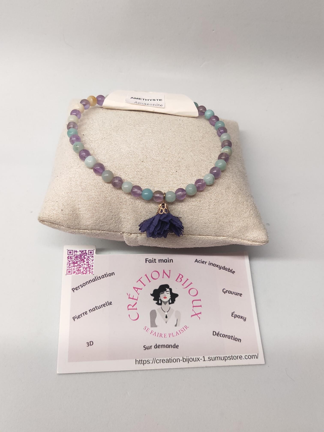Bracelet améthyste et amazonite 