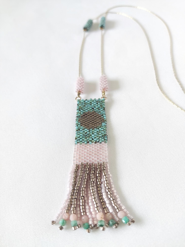 Colgante turquesa círculo dorado