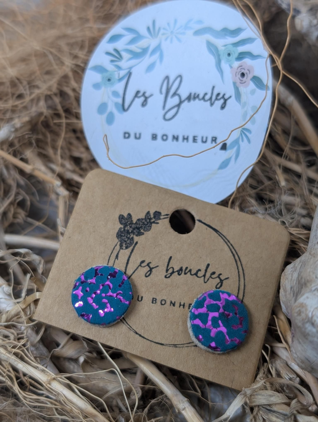 Boucles d'oreilles puces bleu violet pu048