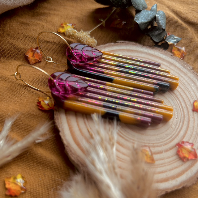 Autumnal Arch and Leaf Hoop Earrings