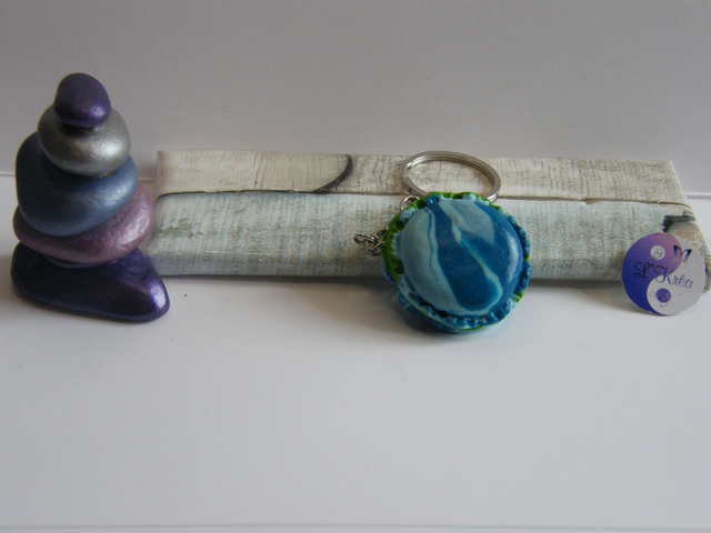 Macaron Bleu clair/foncé marbré