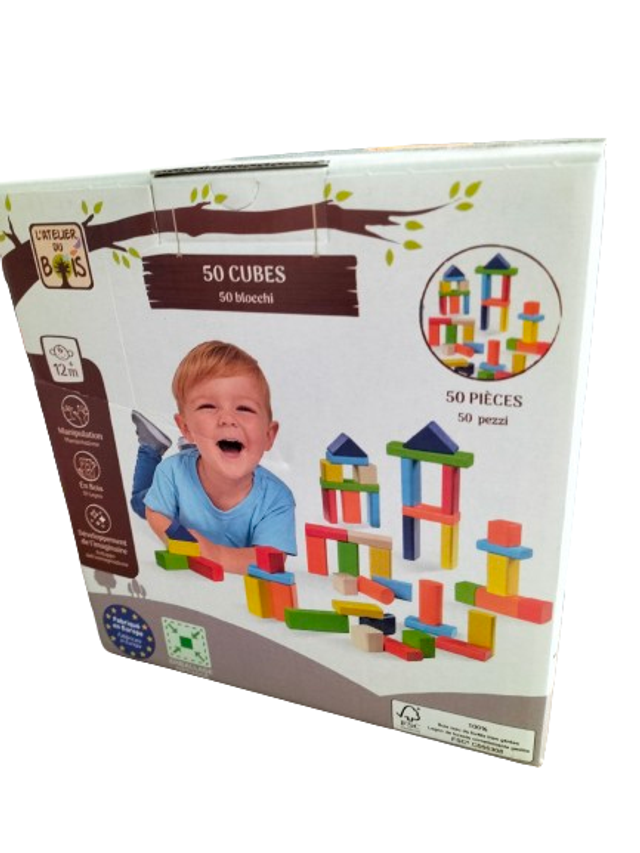 JEU DE CONSTRUCTION - 50 CUBES BOIS / L'atelier du bois