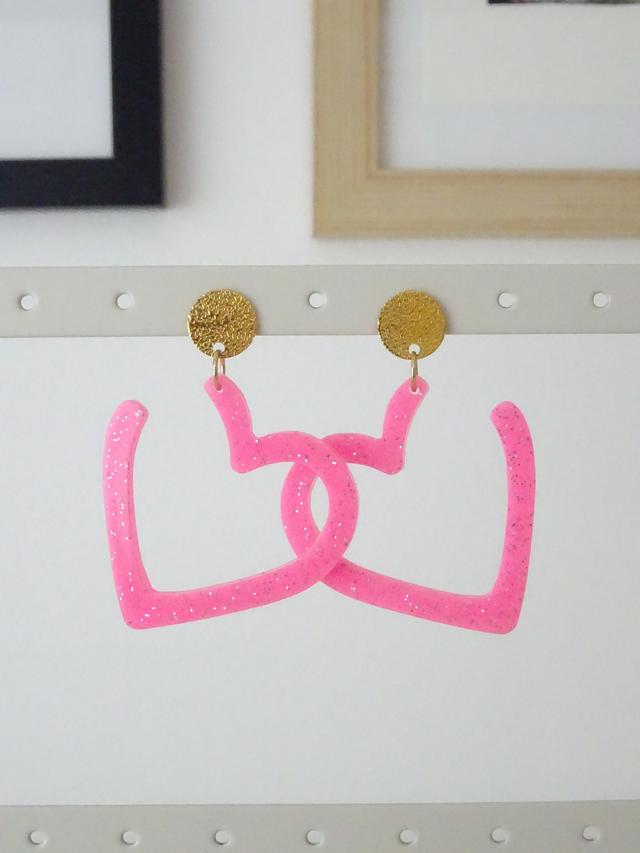 Fin coeur :  Rose paillettes