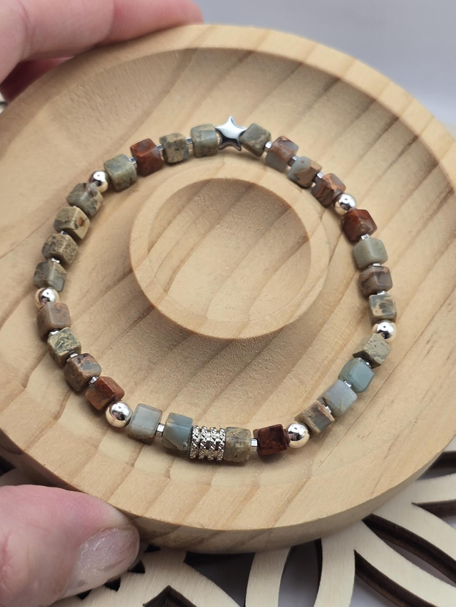 Bracelet Jaspe Impérial carré 0,4 cm