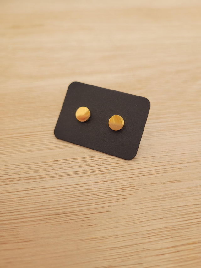 Gold stainless steel circle stud earrings - SL-019