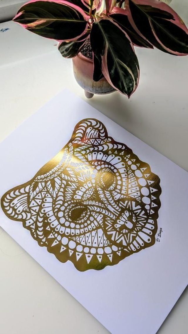 Bear Face Foil Print