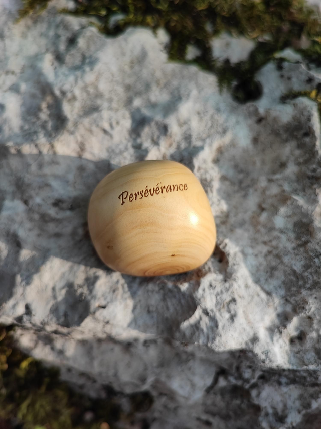 Caillou en Bois de Buis "Persévérance"