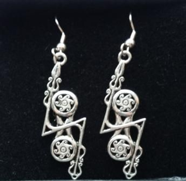 Pewter earrings - Double disc and Z-rod