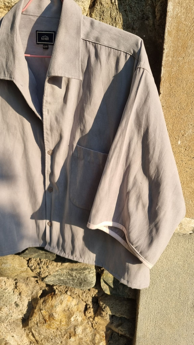 Chemise upcyclée grise effet velours