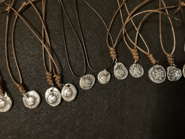 Pewter Pendants with waxed cord