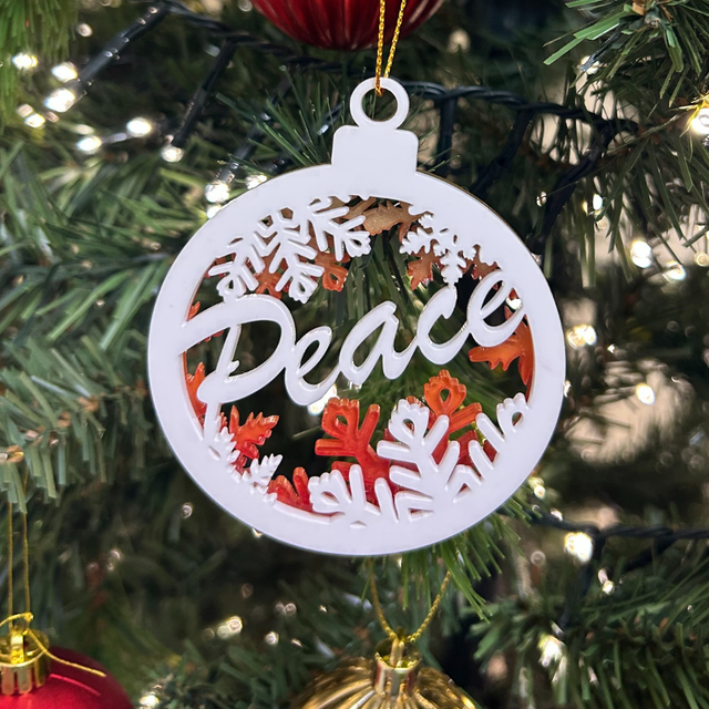 2 x Circular Peace Baubles (Red)