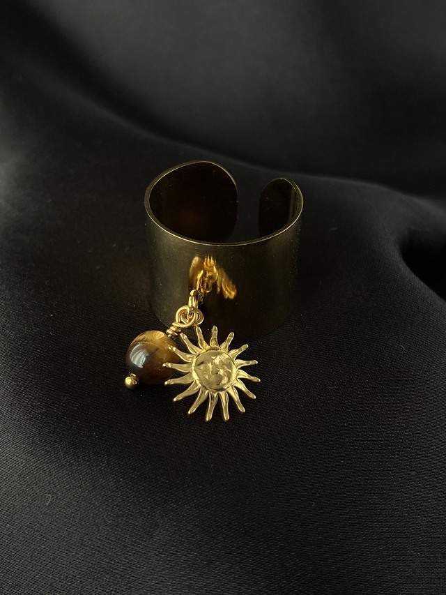 Bague réglable Soleil de Tigre Doré