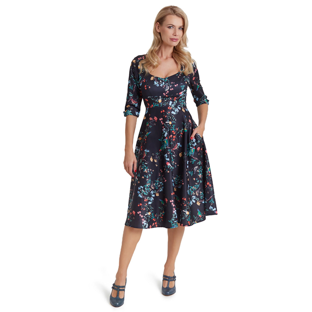 Scarlette Dress Bird & Flower Print 