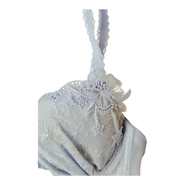 Periwinkle blue appliqué Japanese Bra UK 32B