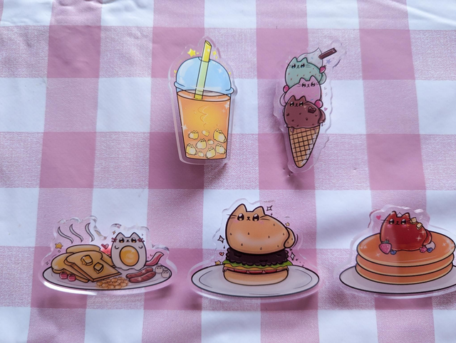 Cat Food Pin Badges- cute keychain, kawaii keychain charm, keyring charm, cat gifts, kitten gift, cat lover gifts, food gifts, funny gifts