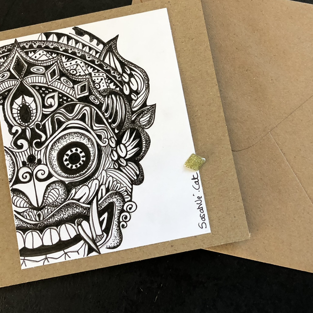 Carte - voyage - 13,5 x 13,5 cm - enveloppe kraft 