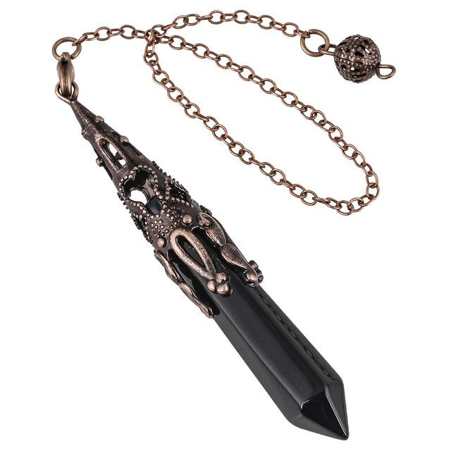Reiki Naturstein Kristall Pendel schwarzer Obsidian