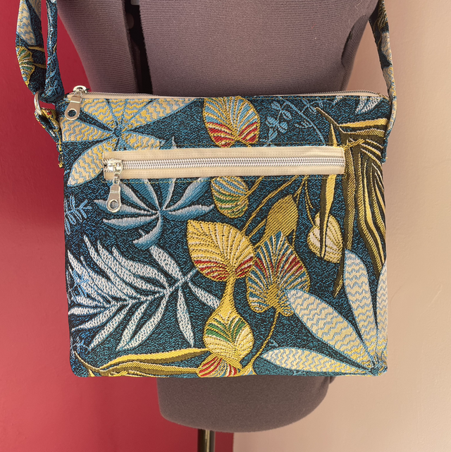 Sac à main Angèle / Modèle jacquard jaune et bleu